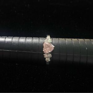 Elegant Pink Heart Stone Ring with Silver Tone Band